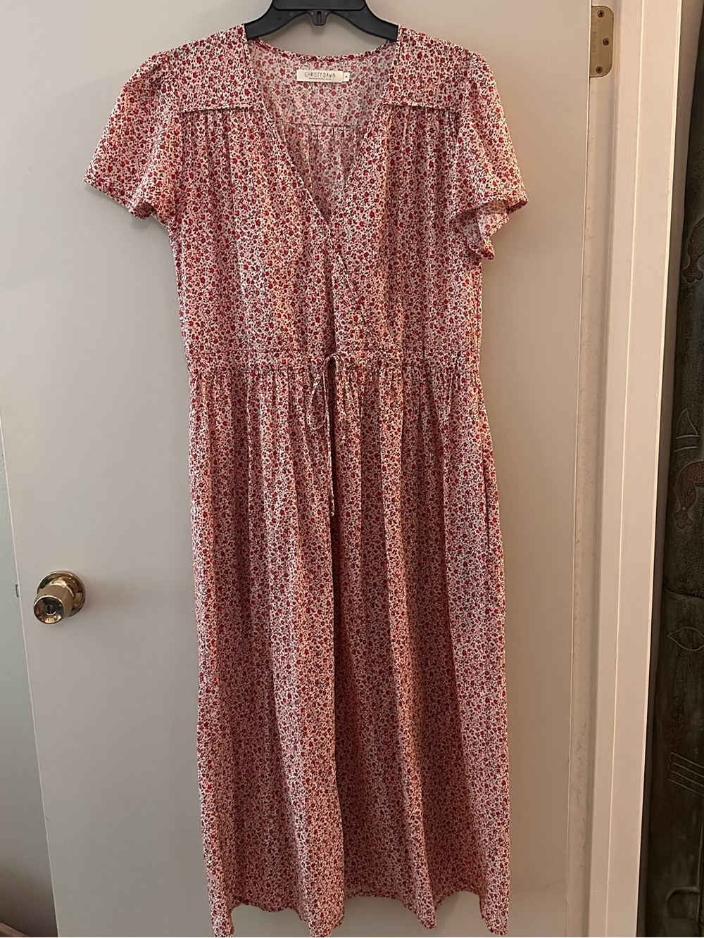 Christy Dawn Floral Midi Dress in Red - Cotton Dress - The Simple Dawn - medium